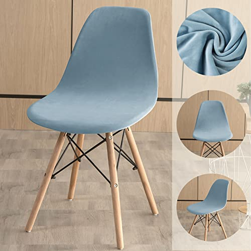 FANSU Luxus Samt Stuhlhussen 1/2/4/6er Set Strech Esszimmerstühle Bezug Küchenstühle Husse Elegante Schwingstühle Schalenstuhlbezug für Wohnzimmer Esszimmer (Hellblau,1 Stück)