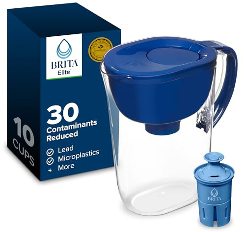 Brita Everyday Elite Water Filter Pitcher, Removes 99% of Lead, Includes 1 Filter, 10-Cup Capacity, Blue
