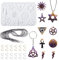 FineInno 9 Shapes Anhänger Epoxidharz Silikonformen Hexagramm Blitz Ankh Kreuz Keltik Dreifaltigkeit Knoten Gießform Formen mit 1 Schwarz Seil, 24 Dreieckige Offene Sprungringe