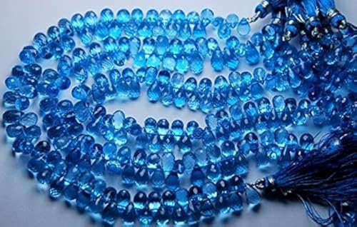 LKBEADS 8.5 Inch Strand,Swiss Blue az Micro Faceted Drops Shaped Briolettes,7.5-8mm