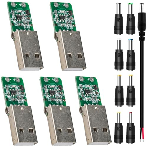 Youmile 5 Stück Decoy Module 12V Spannungstrigger-Modul Decoy-Modul Decoy Trigger Modul USB Typ-A QC 2.0 3.0 DC Trigger Modul Board Festspannungs Trigger Board mit DC-Stecker-Kits DC-Steckerkabel