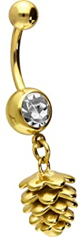 PIERCINGLINE Chirurgenstahl Bauchnabelpiercing TANNENZAPFEN Banane Bananabell Goldfarben