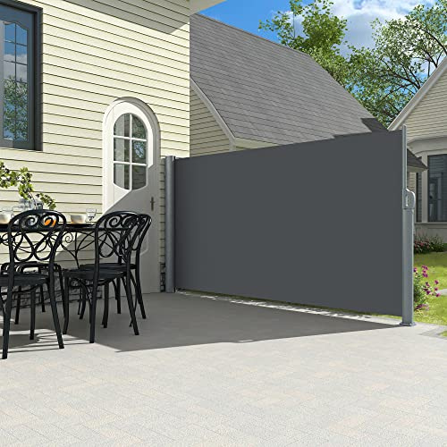 PATISOL 138x71 Retractable Side Awning Aluminum Patio Outdoor Folding Privacy Divider, Water & UV Resistant Sun Shade Privacy Wind Screen for Garden, Backyard, Terrace(Dark Grey)