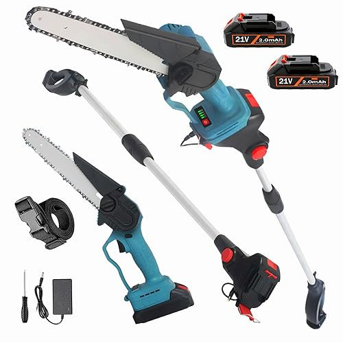2-In-1mini Motosega A Batteria Telescopica,8Motosega A Batteria Per Potare ,21v 1500 mAh Li-Ion Battery Motosega A Batteria Parkside,6.25-Foot Max ,7,9 Lb Lightweight, For Wood Cutting, Trimming