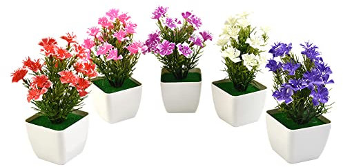 5 Fiori di ciliegio Artificiali in Vaso, Fiori Artificiali vegetazione Piante per Decorazioni domestiche e Matrimoni