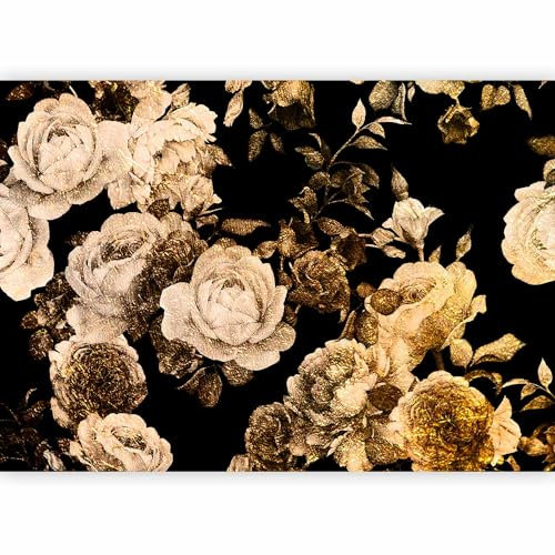 murando PREMIUM Papier peint Fleurs Roses 400x280 cm Décoration Murale XXL Poster Tableaux Muraux Tapisserie Photo Trompe l'oeil Or Plante b-A-0871-a-a