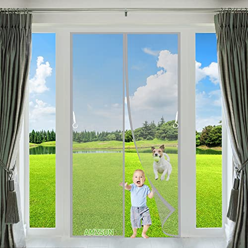 Zanzariera Magnetica per Finestre Grigio 130x245cm Zanzariere su Misura Chiudi Automaticamente Adsorbimento Magnetico per Porte d'Ingresso Cortili Facile Montaggio