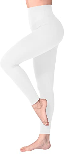 SINOPHANT Leggings Damen High Waist - Blickdicht Leggins mit Bauchkontrolle für Sport Yoga Gym(1 Weiß,L-XL)