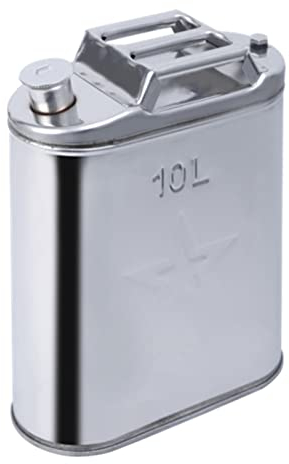 Acier inoxydable 304 épaissi Bidon d'essence avec guide d'huile étendu, Seau à essence Réservoir de pétrole Bidon Diesel - Argent (5L,10L)