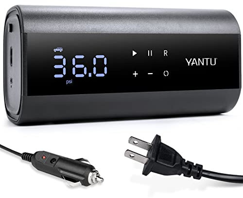 YANTU AC/DC Tyre Inflator Air Compressor,Portable Dual Cylinder Car Tyre Pump with 8.3Inch Digital Screen,150Psi Car Tyre Inflator with Tyre Pressure Gauge,12V Electric Pump for Inflatables/Car/Bike