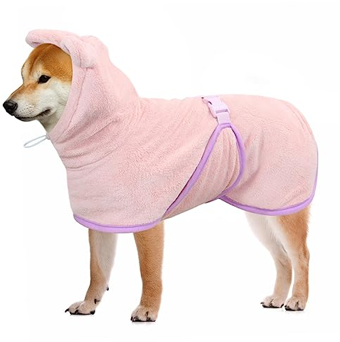 Mosucoirl Hund Bademantel Mantel,Haustierhandtuch Mikrofaser Hundebadetuch saugfahig Badetuch Hund Schnell Trocknend Verstellbar Hunde Bademantel Kapuze Bademantel Hund Baumwolle