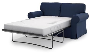 MASTERS OF COVERS Ersatzsofabezug für IKEA Ektorp 2-Sitzer Schlafsofa, Abdeckung für Ektorp 2 er Sofabett, Ektorp 2 er Schlafsofa Bezug, Sofabett Überzug, 197 x 90 x 88 cm (Baumwolle, Blau)