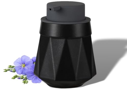 TUAKIMCE Schwarz Seifenspender, Keramik Seifenspender, Nachfüllbare Keramik Seifenspender, Shampoo Seifespender, Seifenspender für Küche Toilette und Bad (300ml)