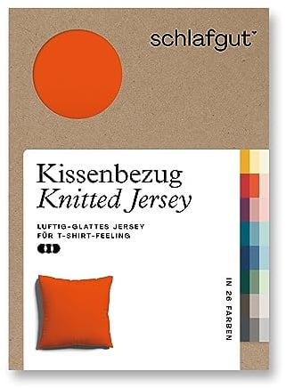schlafgut Knitted Jersey Kissenbezug 40x40 cm Bio-Baumwolle, Red Mid | Kopfkissenbezug, Kissenhülle, Rot, Jersey, mit Elasthan, faltenfrei, bügelfrei, OEKO-TEX