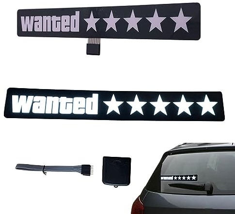Ceolup Autoaufkleber LED Wanted Car Decor | Leuchtende Panel-Aufkleber - Auto-Aufkleber für die Windschutzscheibe vorne und hinten für Wand, Tür
