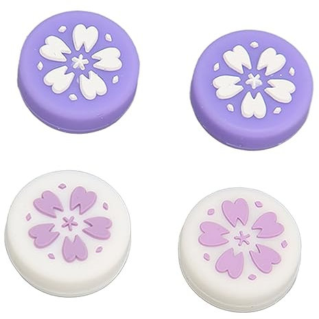 Lot de 4 Capuchons de Poignée de Pouce Compatibles avec Switch, OLED, Switch Lite, Poignée de Joystick JoyCon en Silicone Souple, Joli Couvercle de Bâton, Empêche Le Glissement
