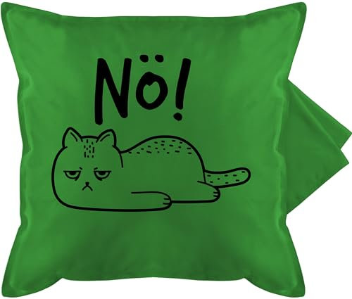 Shirtracer Kissenbezug - Kissen - Nö Katze I Lustiges Katzenmotiv I Geschenk Katzenbesitzer I Katzenfan - 50 x 50 cm - Grün - katzenkissen lustig mit sprüche Katzen cat kuschelkissen
