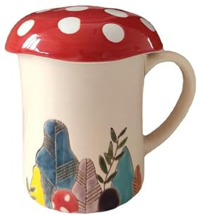 CAPIJIONG Tazza da 380 ml a forma di fungo, in ceramica, per la colazione, creativa, per casa e ufficio, tazza singola