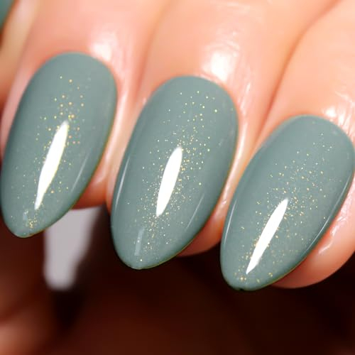 Imtiti Glitter Gel Nagellack, 15ML Salbei Grün Schimmernder UV LED Gel Polish für DIY Nail Art, Maniküre Salon Kit für Frauen und Mädchen