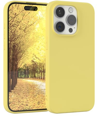 EAZY CASE - Silikonhülle für iPhone 15 Pro Hülle Silikon Case Gelb weich stoßfeste Handyhülle iPhone 15 Pro Schutzhülle mit Kameraschutz Dünn Premium Schutz Cover TPU Phone Bumper in Pastellgelb