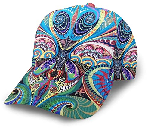 Amkong Herren Damen Camp Baseball Hut Rolle Papier Verstellbar Waschbar Hut Unisex Trucker Cap Papa Hut für Outdoor Sport, Psychedelic Trippy Art, One size