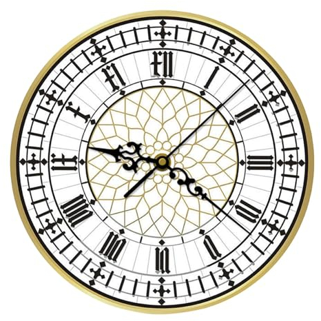 perfk Leise, Nicht tickende Big Ben-Uhr, Küche, leises Uhrwerk, Schlafzimmer, Wohnzimmer, Acryl-Wanduhr, analoge Uhr für Schule, Hotel