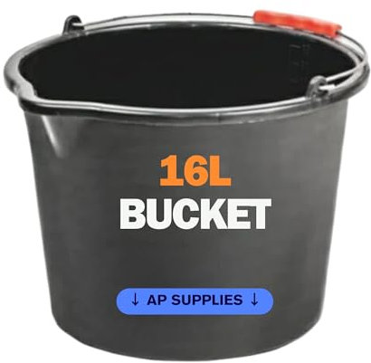 AP Supplies 16L Black Bucket - versatile and durable container suitable for a wide range of household, gardening, and industrial applications.