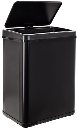 Poubelle intelligente sans pieds avec ouverture automatique ou contact manuel, 40 l, hauteur : 55,5 (x 35,5 x 26), noir.
