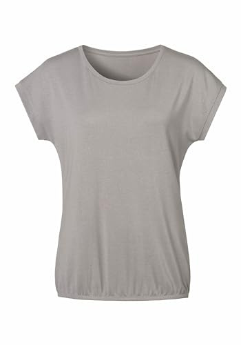 VIVANCE Damen Rundhalsshirt | mit Glitzerdruck, Gummizug im Bund, angeschnittene Ärmel, fließende Qualität