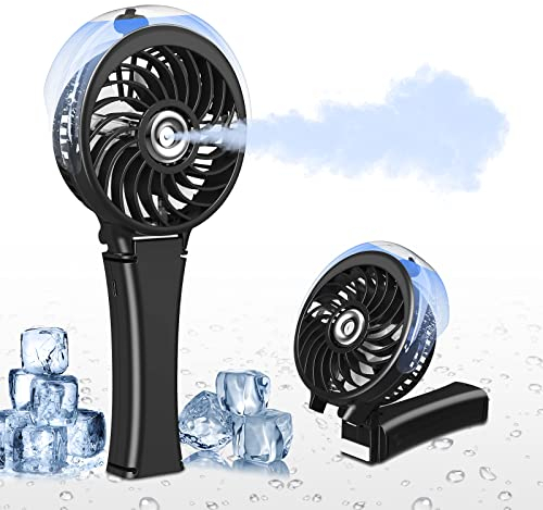 Dancial Mini ventilateur USB, ventilateur de poche à 3 vitesses avec réservoir d'eau de 40ml, ventilateur USB avec batterie 3000mAh, mini ventilateur pourpour la Maison, le Bureau, les Voyages