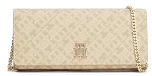 Tommy Hilfiger Damen Monogram with Removable Chain Clutch, Beige