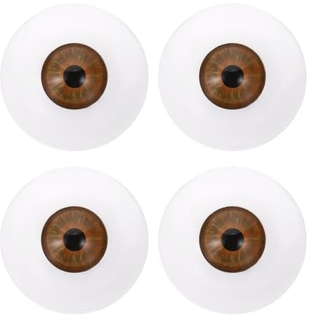 PATIKIL 30mm Safety Eyes,2 Pair Realistic Acrylic Eyes Plastic Half Eyeballs for Masks Halloween Props Art Craft, Red Brown