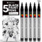 Zenacolor 5 Rotuladores Acrilicos Negra - Punta Fina para Precisión - Pinturas Negra Ideal para Pintura en Roca, Lienzo, Madera, Vidrio
