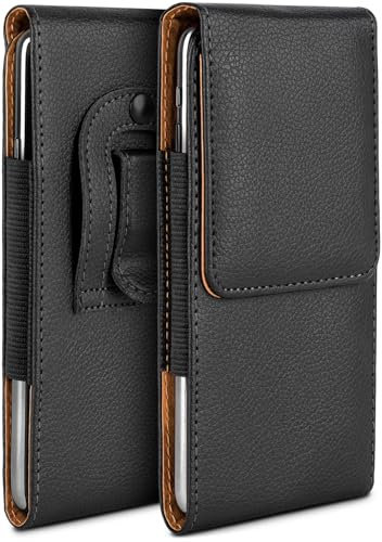 moex Plug Case für Xiaomi Poco F6 Hülle mit Gürtelclip, Handy Gürteltasche PU Leder, Handyhülle zum Einstecken, Lederhülle Gürtel Schutzhülle Einsteckhülle Etui, Schwarz