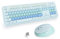 SOLIDEE Combo Tastiera e Mouse Wireless,104 Tasti tastiera macchina da scrivere retro,Tastiera per Computer con Tasti Rotondi a 2.4GHz con Tastierino Numerico(Americana QWERTY)(Blue Gradient)