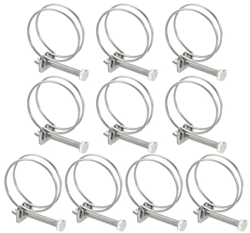 PATIKIL 10 Stück 41-45mm Doppeldraht Schlauchschellen Verstellbare | Rohrklemme 304 Edelstahl Drahtschellen Rohrschellen Schlauchklemme, Für Staubabsaugung Gummischlauch PVC Automobil-Tubing