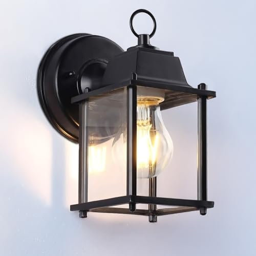 EBION Wandlampe Wandleuchte Aussen E27, AußEnlampe Aussenlampe Wand,Aluminium Wandleuchten AußEnwandleuchten Outdoor Lampe Wasserdichte, Schwarz (Ohne Leuchtmittel)