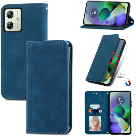 Cracedily Handyhülle für Motorola Moto G54 5G / Moto G64 5G Hülle, Klapphülle Premium Lederhülle Klappbar Flip Case Tasche Magnet Kartenfach Standfunktion Klapphülle Schutzhülle, Blaugrün