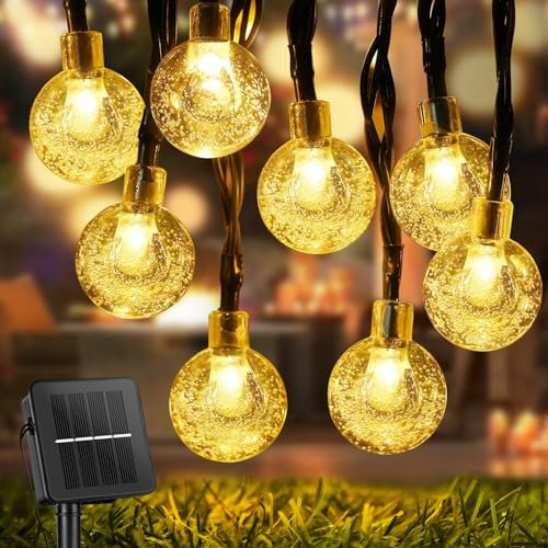 STANBOW Guirlande Solaire Exterieur, 11M 60LEDs Guirlande Lumineuse Exterieure, 8 Modes IP65 Étanche Guirlande Lumineuse Exterieure Solaire pour Jardin, Cour, Mariage, Fête, Décoration (Blanc Chaud)