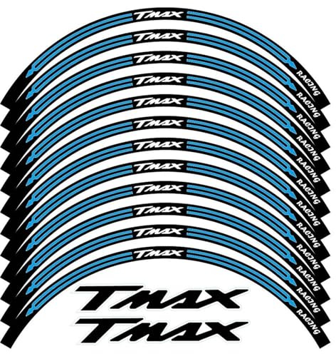 BYLKFC Adesivi per Ruote Adesivi per Cerchi Moto per Yamaha TMAX T-Max 500 530 560 TMAX500 TMAX530 TMAX560 Decalcomanie per Cerchi Strisce Fluorescenti per Cerchioni(Colore1)