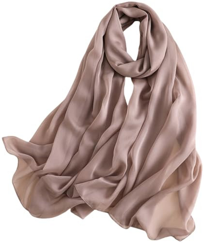 MEDUOLA Echarpes et Foulards Femme Écharpe en Mousseline de Soie Écharpe Transparente Douce et légère Couleur unie 185x110cm (Chameau)