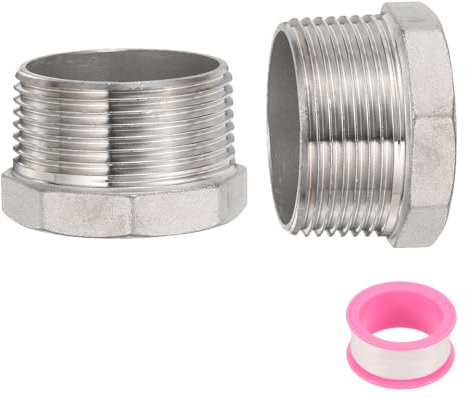 QUARKZMAN 2 Pcs 304 Acier Inoxydable Réducteur Hex Bushing G1-1/4 Mâle x G1 Femelle Raccord Fileté Réducteur pour Plomberie, Lignes De Carburant Et Systèmes Pneumatiques