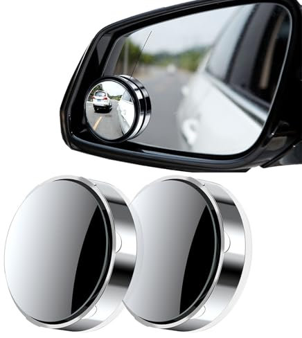 Blind Spot Mirrors for Cars Suction Cup Blindspot Mirrors – 360° Adjustable Convex Round Mirror, No Glue, Friendly for New Drivers, Universal Fit for Cars/SUVs/Trucks – Pack of 2, Silver