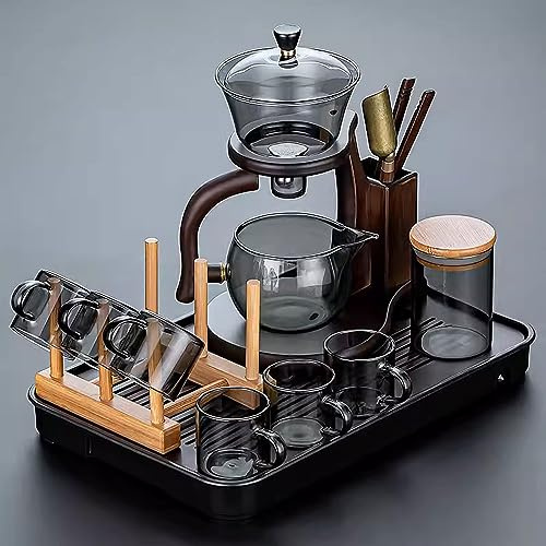 HCZKIUJY Teeservice, Teeservice, Teetassen-Set, Teeservice, Teebereiter für Faule, Glas-Teeservice, Haushalts-Kung-Fu-Tee, automatischer Teebereiter