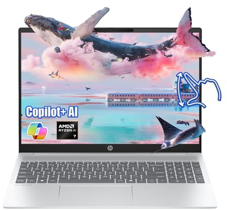 HP Omnibook 5 - Laptop AI Touch 16 2025 - 32GB LPDDR5xRAM - SSD da 2TB - AMD Ryzen AI 7 350-2K (1920x1200) - KB Retroilluminato - Fotocamera FHD - Win 11 Pro