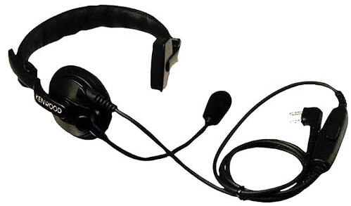 Kenwood Cuffia singola leggera con microfono ad asta e PTT in linea, colore nero