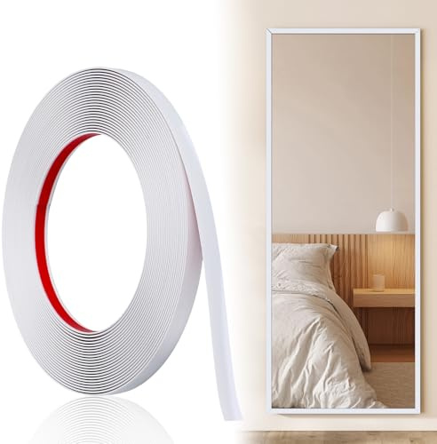 Dekorlister, självhäftande, flexibla vägglister av PVC, kantskydd, plastlister, fönsterlist, dörrkarmsinklädnad för fönster, dörrkarm, tak, golv, garderob, möbler, vit 10 mm x 10 m