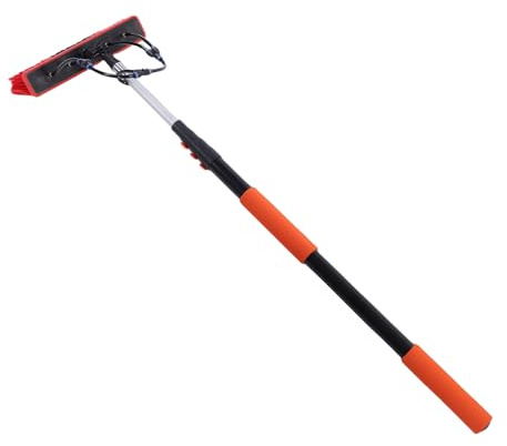 Hamwesh Kit de Brosse de Nettoyage de Panneaux Solaires, Poteau Télescopique Extensible de 12 Pieds avec Distributeur de Savon et Tête de Brosse Rotative à 180 °
