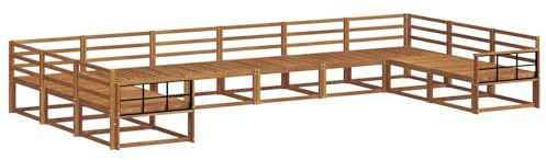 vidaXL Outdoor-Sofagarnitur 10 pcs Natur Massivholz Akazie, Modernes Garten-Lounge-Set, langlebiges Outdoor-Sofa, Elegantes Eckmöbel, Terrassensitzgelegenheiten zum Entspannen, Poolseitensitzkomfort
