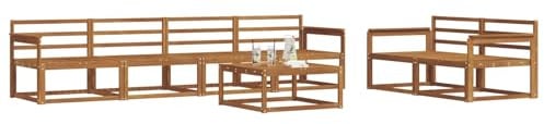 vidaXL Ensemble de canapés d'extérieur 7 pcs Naturel, Mobilier de Jardin, canapé Moderne, Salon d'extérieur, Coin Salon pour terrasse et déco de Jardin